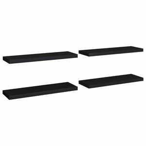 vidaXL 4 db fekete MDF lebegő fali polc 80 x 23, 5 x 3, 8 cm kép