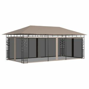 vidaXL tópszínű pavilon szúnyoghálóval 6 x 3 x 2, 73 m 180 g/m² kép