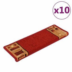 vidaXL 10 db piros öntapadó lépcsőszőnyeg 65x21x4 cm kép