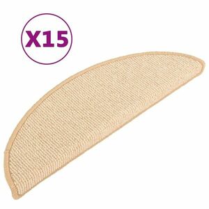 vidaXL 15 db krémszínű lépcsőszőnyeg 56 x 17 x 3 cm kép