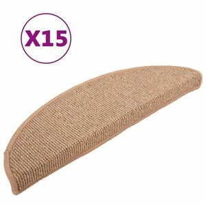 vidaXL 15 db világosbarna lépcsőszőnyeg 56 x 17 x 3 cm kép