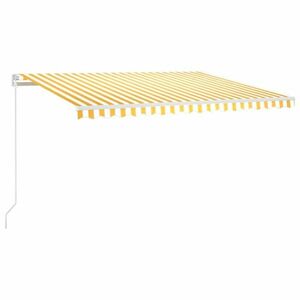 vidaXL sárga és fehér kézzel kihúzható LED-es napellenző 400 x 300 cm kép