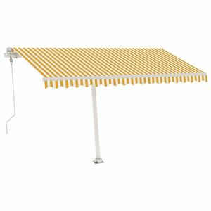 vidaXL sárga-fehér szélérzékelős és LED-es napellenző 400x300 cm kép