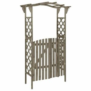 vidaXL szürke tömör fenyőfa pergola kapuval 116 x 40 x 204 cm kép