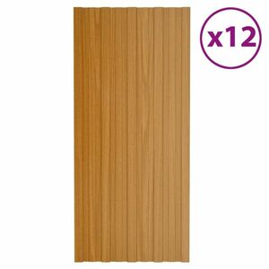 vidaXL 12 db világos faszínű horganyzott acél tetőpanel 100 x 45 cm kép