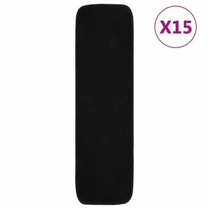 vidaXL 15 db fekete négyszögű csúszásmentes lépcsőszőnyeg 75 x 20 cm kép