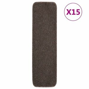 vidaXL 15 db barna négyszögű csúszásmentes lépcsőszőnyeg 75 x 20 cm kép