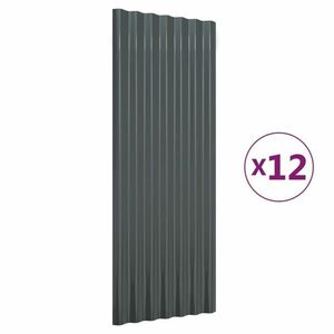 vidaXL 12 db antracitszürke porszórt acél tetőpanel 100 x 36 cm kép