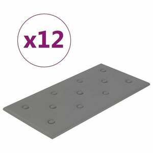 vidaXL 12 db szürke műbőr fali panel 60 x 30 cm 2, 16 m² kép