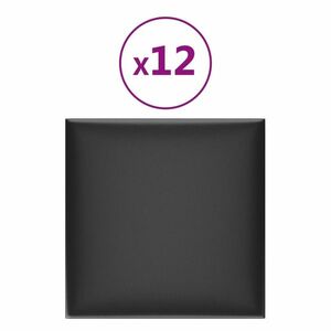 vidaXL 12 db fekete műbőr fali panel 30 x 30 cm 1, 08 m² kép