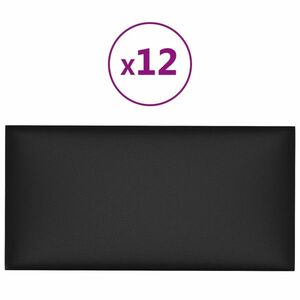 vidaXL 12 db fekete műbőr fali panel 30 x 15 cm 0, 54 m² kép