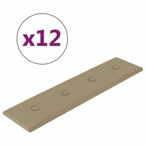 vidaXL 12 db cappuccino színű műbőr fali panel 60 x 15 cm 1, 08 m² kép