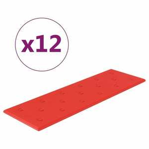 vidaXL 12 db piros műbőr fali panel 90 x 30 cm 3, 24 m² kép