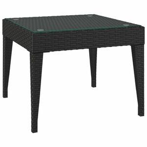 vidaXL fekete polyrattan és edzett üveg kisasztal 50 x 50 x 38 cm kép