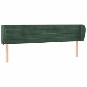 vidaXL sötétzöld bársony fejtámla szárnyakkal 203x23x78/88 cm kép