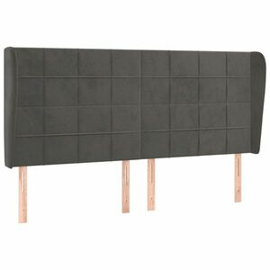 vidaXL sötétszürke bársony fejtámla szárnyakkal 203x23x118/128 cm kép