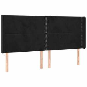 vidaXL fekete bársony fejtámla szárnyakkal 203x16x118/128 cm kép