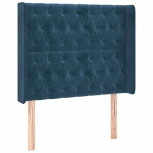 vidaXL sötétkék bársony fejtámla szárnyakkal 203x23x118/128 cm kép