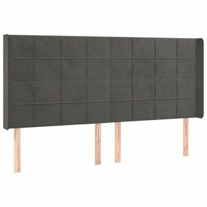 vidaXL sötétszürke bársony fejtámla szárnyakkal 203x16x118/128 cm kép