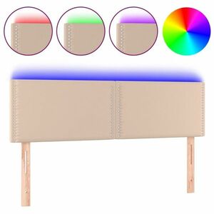 vidaXL cappuccino színű műbőr LED-es fejtámla 144 x 5 x 78/88 cm kép