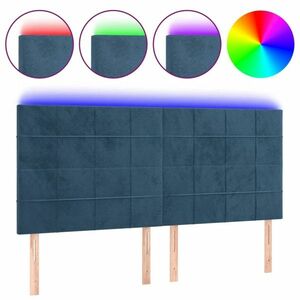 vidaXL sötétkék bársony LED-es fejtámla 160x5x118/128 cm kép