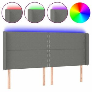 vidaXL sötétszürke szövet LED-es fejtámla 163x16x118/128 cm kép