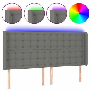 vidaXL sötétszürke szövet LED-es fejtámla 163x16x118/128 cm kép