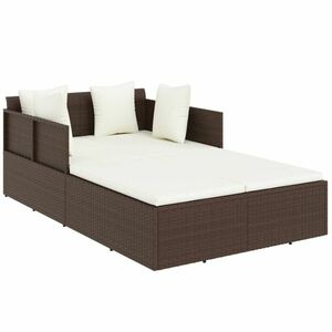 vidaXL barna polyrattan napozóágy párnával 182 x 118 x 63 cm kép