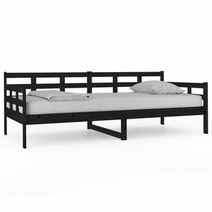vidaXL fekete tömör fenyőfa kanapéágy 90x200 cm kép