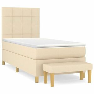 vidaXL krémszínű szövet rugós ágy matraccal 100 x 200 cm kép