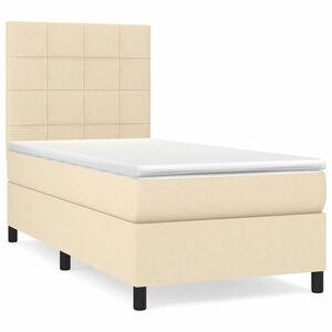 vidaXL krémszínű szövet rugós ágy matraccal 100 x 200 cm kép