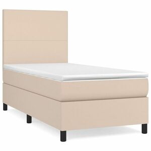 vidaXL cappuccino színű műbőr rugós ágy matraccal 100 x 200 cm kép