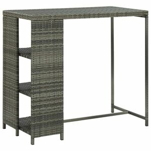 vidaXL szürke polyrattan bárasztal tárolópolccal 120 x 60 x 110 cm kép