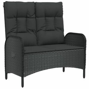 vidaXL fekete polyrattan dönthető kerti pad párnákkal 107 cm kép