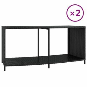 vidaXL 2 db fekete polyrattan tárolópolc kép