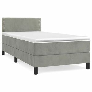 vidaXL világosszürke bársony rugós ágy matraccal 90 x 200 cm kép