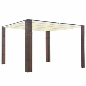 vidaXL barna és krémszínű polyrattan pavilon tetővel 300x300x200 cm kép