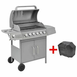 vidaXL ezüst gáz grillsütő 6+1 főzőfelülettel kép