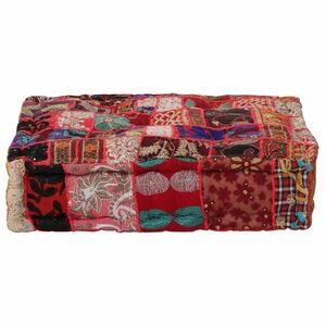 vidaXL kézzel készült piros pamut patchwork kocka puff 50x50x12 cm kép