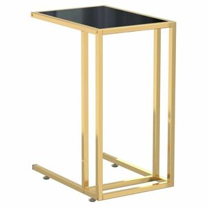 vidaXL fekete edzett üveg számítógép-kisasztal 50 x 35 x 65 cm kép