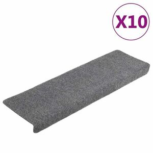 vidaXL 10 db világosszürke tűlyukasztott lépcsőszőnyeg 65x21x4 cm kép