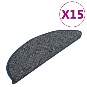 vidaXL 15 db sötétkék lépcsőszőnyeg 56x17x3 cm kép