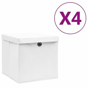 vidaXL 4 db fehér fedeles tárolódoboz 28 x 28 x 28 cm kép