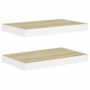 vidaXL 2 db tölgyszínű és fehér MDF lebegő fali polc 40 x 23 x 3, 8 cm kép