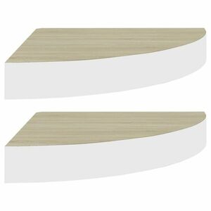 vidaXL 2 db tölgyszínű és fehér MDF fali sarokpolc 35 x 35 x 3, 8 cm kép