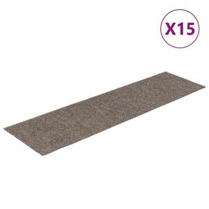 vidaXL 15 db krémszínű négyszögletes öntapadó lépcsőszőnyeg 76 x 20 cm kép