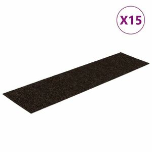 vidaXL 15 db sötétbarna négyszögletes öntapadó lépcsőszőnyeg 76x20cm kép