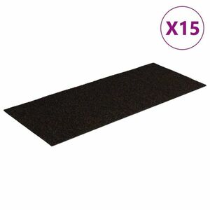 vidaXL 15 db sötétbarna négyszögletes öntapadó lépcsőszőnyeg 60x25 cm kép