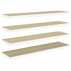 vidaXL 4 db fehér-tölgyszínű MDF lebegő fali polc 90 x 23, 5 x 3, 8 cm kép