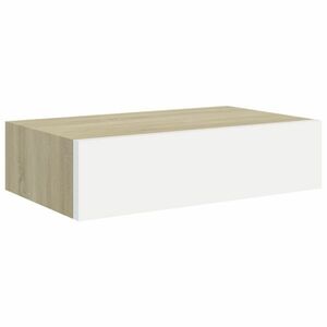 vidaXL tölgyszínű és fehér MDF fiókos fali polc 40 x 23, 5 x 10 cm kép